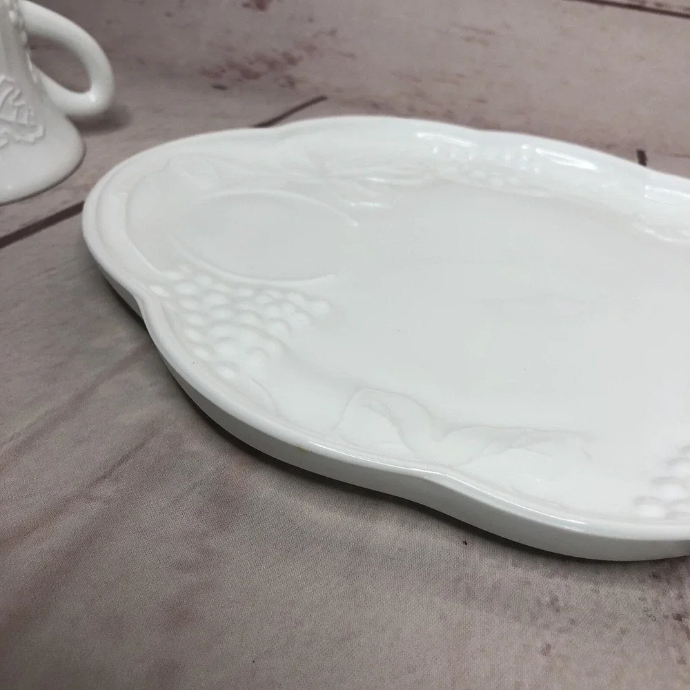 Indiana Colony Teacup Plate Luncheon Tray Milk Glass Harvest Grape Snack Set MCM